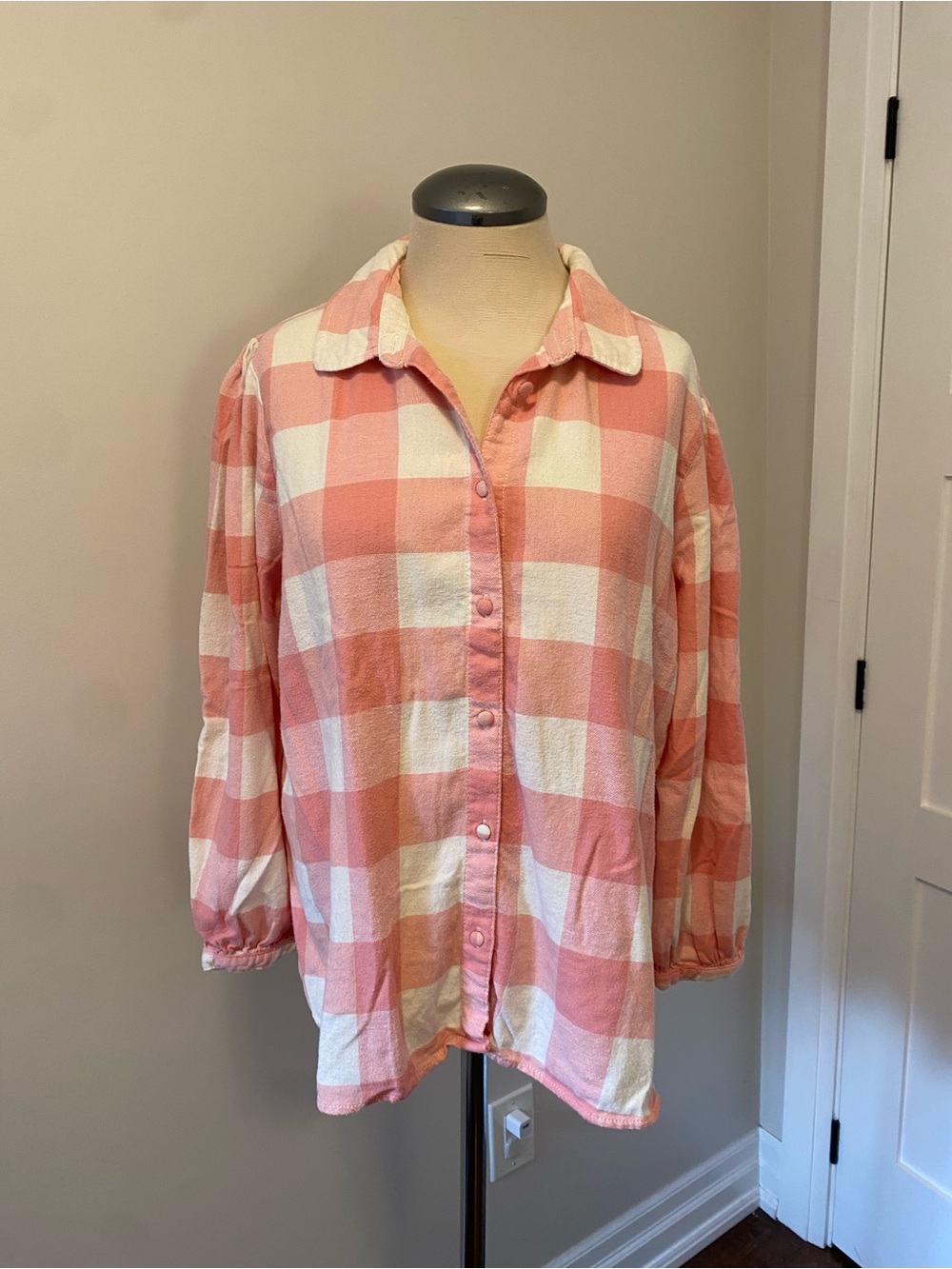 Joe Fresh Pink and White Buffalo Check Button-Down Shirt